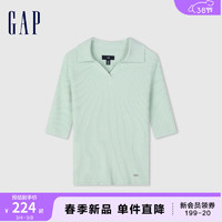 Gap女装2024春季舒适柔软polo领亲肤针织衫修身毛衣406285 绿色 175/92A(XL) 亚洲尺码