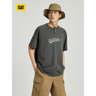CAT卡特24春夏男插肩袖logo字母印花短袖T恤 灰色 2XL