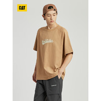 CAT卡特24春夏男插肩袖logo字母印花短袖T恤 深卡其色 XL