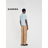 SANDRO2024早春男装休闲POLO蓝色短袖针织T恤上衣SHPTR00344 40/天蓝色 XXL