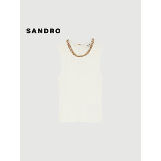 SANDRO2024早春女装法式气质水滴领镶钻无袖针织衫SFPPU02208 10/白色 4