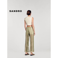 SANDRO2024早春女装复古镂空菱格高腰阔腿针织长裤SFPPA01160 A424/多色 36