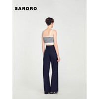 SANDRO2024早春女装法式休闲短款条纹针织吊带背心SFPPU02201 D187/米白色 1