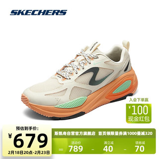 斯凯奇Skechers舒适时尚休闲鞋232735 自然色/蜜桃色/NTPH 43 