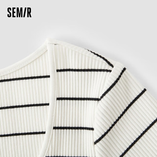 森马（Semir）短袖T恤女短款紧身气质夏季2024显瘦方领上衣 白色调00311 165/88A/L