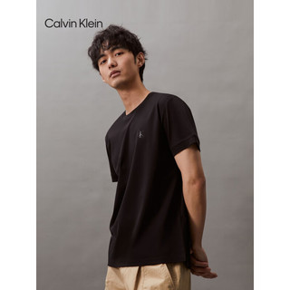 Calvin Klein Jeans24春夏男士休闲简约印花丝光棉光滑短袖T恤J326336 BEH-太空黑 M