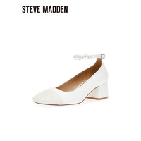 STEVE MADDEN/思美登2024春季小香风粗高跟珍珠女单鞋 ELI-P 白色 38