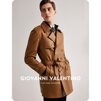 VALENTINO 卓凡尼·华伦天奴（GIOVANNI VALENTINO）商务休闲男士真皮皮衣外套中长款头层牛皮 金黄 50（175/96A）