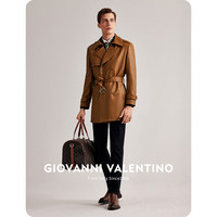 VALENTINO 卓凡尼·华伦天奴（GIOVANNI VALENTINO）商务休闲男士真皮皮衣外套中长款头层牛皮 金黄 46（165/88A）