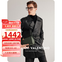 卓凡尼·华伦天奴（GIOVANNI VALENTINO）商务休闲男士真皮皮衣外套中长款头层牛皮 黑色 48（170/92A） 