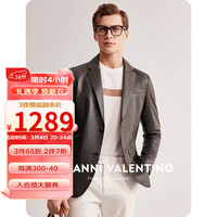 卓凡尼·华伦天奴（GIOVANNI VALENTINO）商务男士真皮皮衣外套西装纯色绵羊皮西服 深灰 2X（185/100A） 