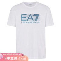 ARMANI/阿玛尼 EA7 男士时尚印花短袖圆领T恤 6LPT81 PJM9Z 白色 1100 M