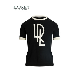 LAUREN RALPH LAUREN 拉夫劳伦 女装 24年春宽松版双色徽标短袖针织衫RL61982 001-黑色 M