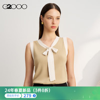 G2000【可机洗】G2000女装SS24商场柔软舒适蝴蝶结V领无袖针织衫 针织毛料-棕色合身22寸 S