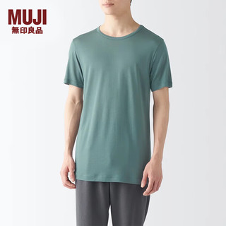 MUJI 無印良品 无印良品 MUJI 男式 莱赛尔 圆领 短袖T恤 男士男款 烟熏绿色 XS (160/84A)