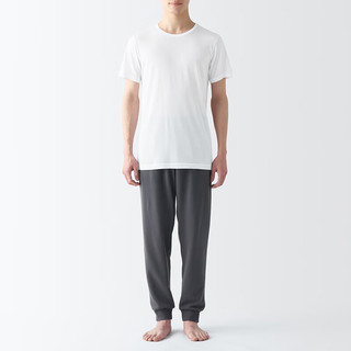 无印良品 MUJI 男式 莱赛尔 圆领 短袖T恤 男士男款 白色 S (165/88A)