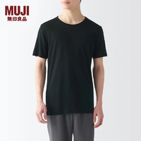 MUJI 無印良品 无印良品 MUJI 男式 莱赛尔 圆领 短袖T恤 男士男款 黑色 XL (180/104A)