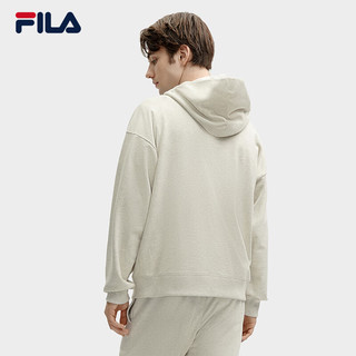 FILA 斐乐男子连帽卫衣2024春时尚休闲纯棉宽松针织上衣 淡卡其花灰-LK 190/108A/XXXL