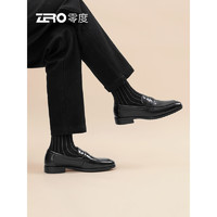 零度Zero商务休闲男鞋2024春夏软底舒适百搭黑色通勤套脚透气皮鞋 黑色DF1816 42