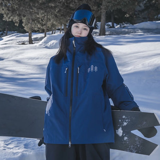 AWKA单板滑雪服女男款防水防风防寒专业加厚保暖美式外套上衣冬季 藏青色 L