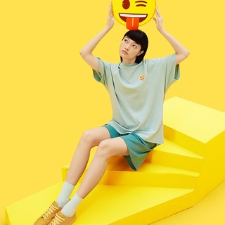 淳度【emoji联名款】淳度睡衣夏季男女士家居服套装纯棉两件套 精灵绿/玛瑙绿(男女同款)5200 S