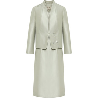 粉蓝衣橱东方韵律气质礼服套装女装精致光感两件套533T282 玉石绿 XL