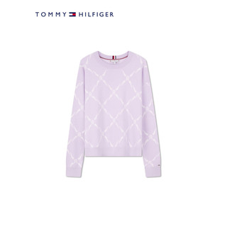 TOMMY HILFIGER【温柔力系列】24早春女菱格圆领毛衣针织衫41626 粉紫色0KB S