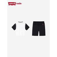 Levi's李维斯童装24夏季男童短袖短裤2件套儿童透气网孔套装 黑美人 110/56(5)