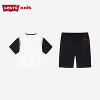 Levi's李维斯童装24夏季男童短袖短裤2件套儿童透气网孔套装 黑美人 120/60(6)