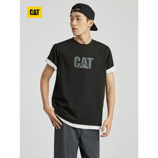 CAT卡特24春夏男凉感设计反光logo印花短袖T恤 黑色 XL