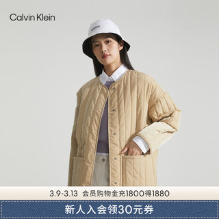 卡尔文·克莱恩 Calvin Klein Jeans23早秋女士时尚绗缝暗襟轻暖薄夹棉外套40WJ501 PF2-浅卡其色 S