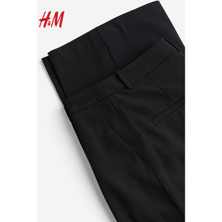 H&M女装高腰西裤2024春季时尚气质直筒裤1214614 黑色 165/76A 40