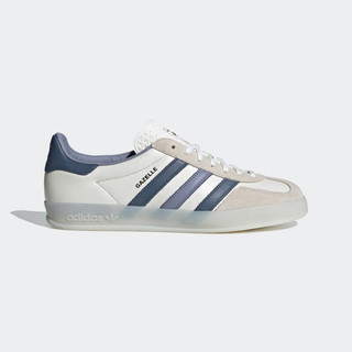 adidas「T头鞋」GAZELLE INDOOR复古麂皮板鞋男女阿迪达斯三叶草 白/米白/藏青蓝 43