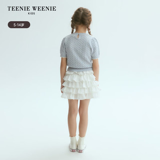 Teenie Weenie Kids小熊童装24春夏女童全棉镂空蕾丝领毛衣 浅蓝色 140cm