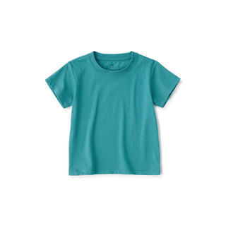 无印良品（MUJI） 婴童 圆领短袖T恤 童装打底衫儿童 早春  CC23HA4S 烟熏绿色 80/48A