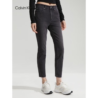Calvin Klein Jeans24春季女士休闲高腰合体紧身做旧水洗牛仔裤J223369 1BY-牛仔深灰 26