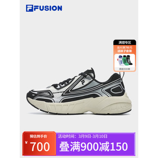 FILA FUSION斐乐潮牌男鞋CRED复古潮鞋2024夏季跑步鞋休闲鞋 雪白/黑-SB 41