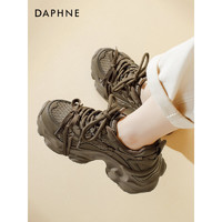 达芙妮（DAPHNE）高颜值耐脏厚底老爹鞋女冬季酷炫百搭舒适休闲运动鞋女 摩卡棕 40