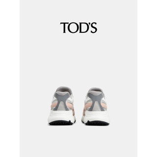 TOD'S【】2024春夏女士皮革拼织物运动鞋厚底增高休闲女鞋 灰/银/粉色 36.5