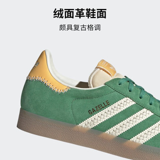 adidas 「T头鞋」GAZELLE经典运动板鞋男女阿迪达斯三叶草 绿/黄 40(245mm)