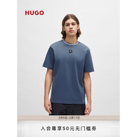 HUGO男士2024夏季带链条印花衣领的双面棉毛短袖T恤 462-紫色 EU:XS