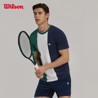 威尔胜（Wilson）2024年针织短袖衫男款弹力贴身运动亲肤舒适网球服短袖 WM00265411GNG-田野绿 XL