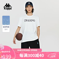 卡帕（Kappa）复古运动短袖2024男字母印花T恤休闲半袖K0E12TD01 韩国白-012 S