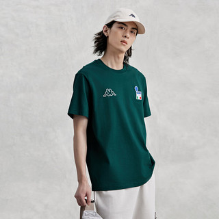 卡帕（Kappa）复古短袖2024男夏运动休闲T恤简约半袖K0E32TD01D 玻璃绿-3066 XL