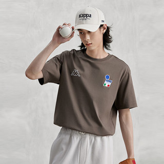 卡帕（Kappa）复古短袖2024男夏运动休闲T恤简约半袖K0E32TD01D 深栗棕-6525 M