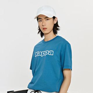 卡帕（Kappa）复古运动短袖2024男字母印花T恤休闲半袖K0E12TD01 钢铁蓝-8612 M