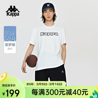 卡帕（Kappa）复古运动短袖2024男字母印花T恤休闲半袖K0E12TD01 韩国白-012 XXL