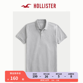 HOLLISTER 24年春夏新款柔软纯色弹力修身短袖Polo衫 男 352603-1 灰色 XS (170/84A)