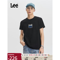 Lee24春夏标准版型字母logo印花圆领男短袖T恤潮LMT0081444LE 黑色 M