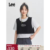 Lee24春季舒适版黑色女假两件篮球风短款短袖T恤LWT0082194LE 黑色 XL